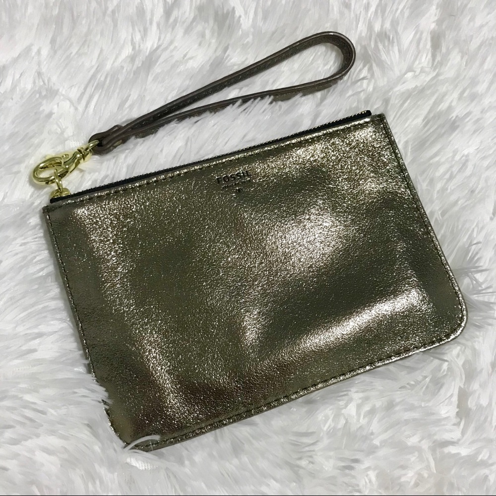 Metallic Gold Fossil Wristlet
